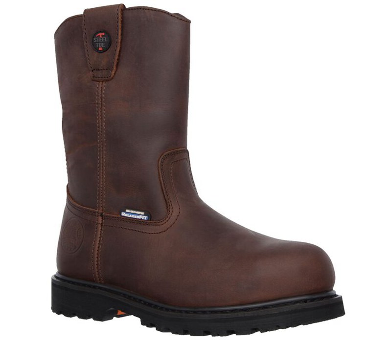 Skechers Relaxed Fit - Ruffneck St - Mens Work Boots Dark Brown [AU-OJ2775]